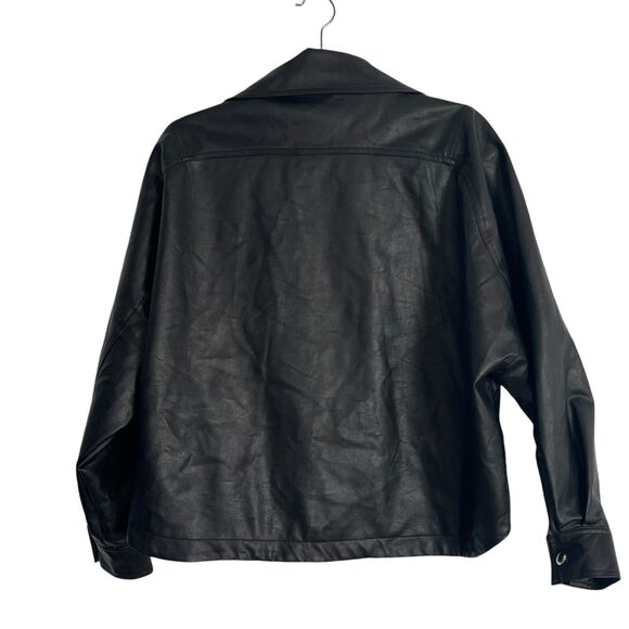 D&M Slouchy Moto Jacket Women Size Small OVERSIZED fits up to a 1X Vegan Leather - Picture 10 of 15